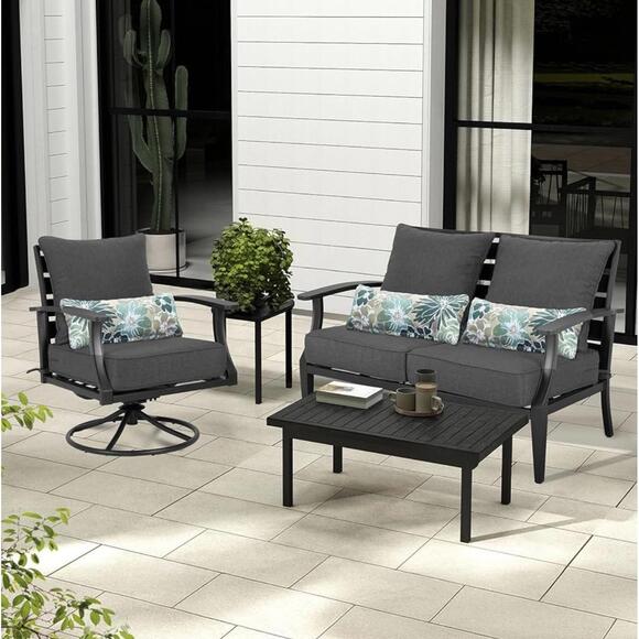 Aoodor Outdoor Chair Cushion, 23 x 25.5 Inch, Set of 2, Charcoal - Picture 3 of 6